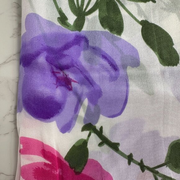 Vera Neumann Silk Scarf, 52x15 Oblong, Prima Vera Collection, Red Purple Pink - Picture 6 of 7